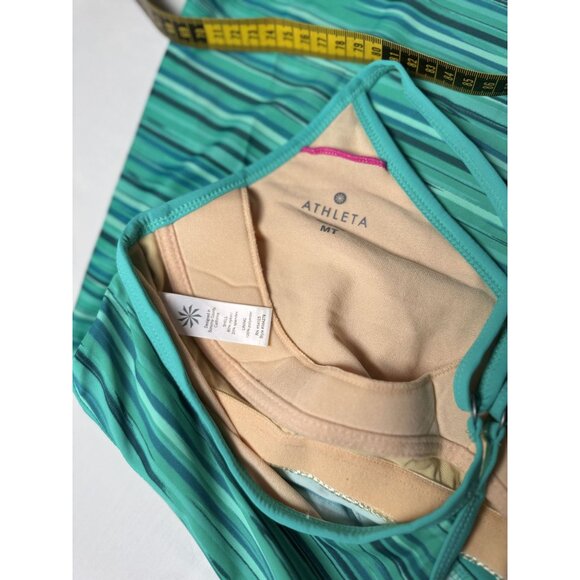 Athleta Green Striped Sleeveless Midi Dress With Built-In Shelf Bra - Picture 8 of 8